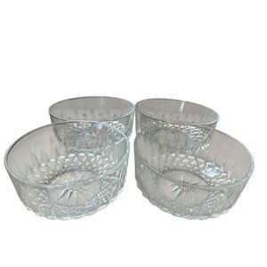 Arcoroc Arcopal France Diamond Star Clear Glass Small Berry Dessert 4 Bowls
